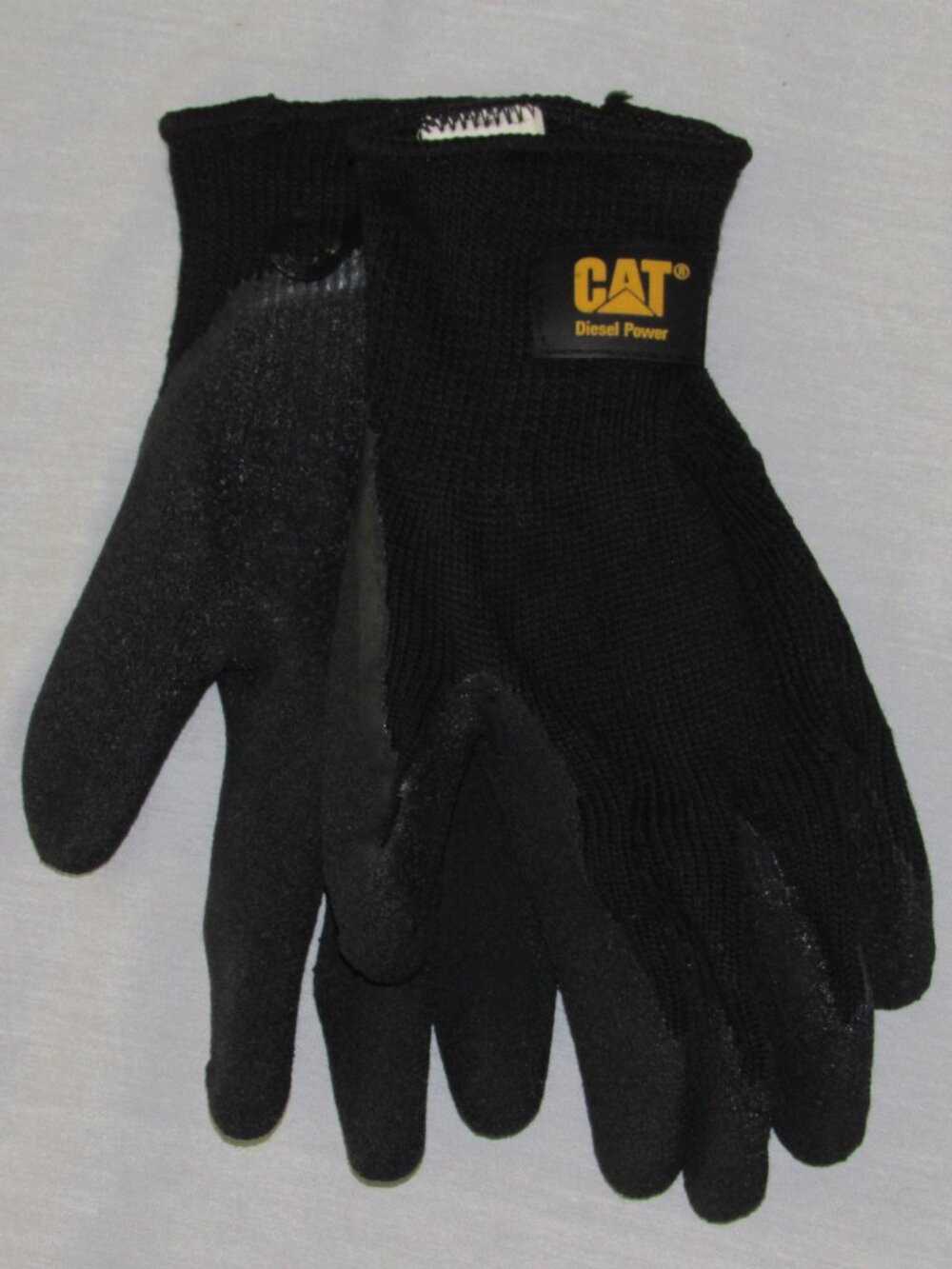 NWT CAT String Knit Coated Latex Palm Black Work Gloves sz Large CAT017400L